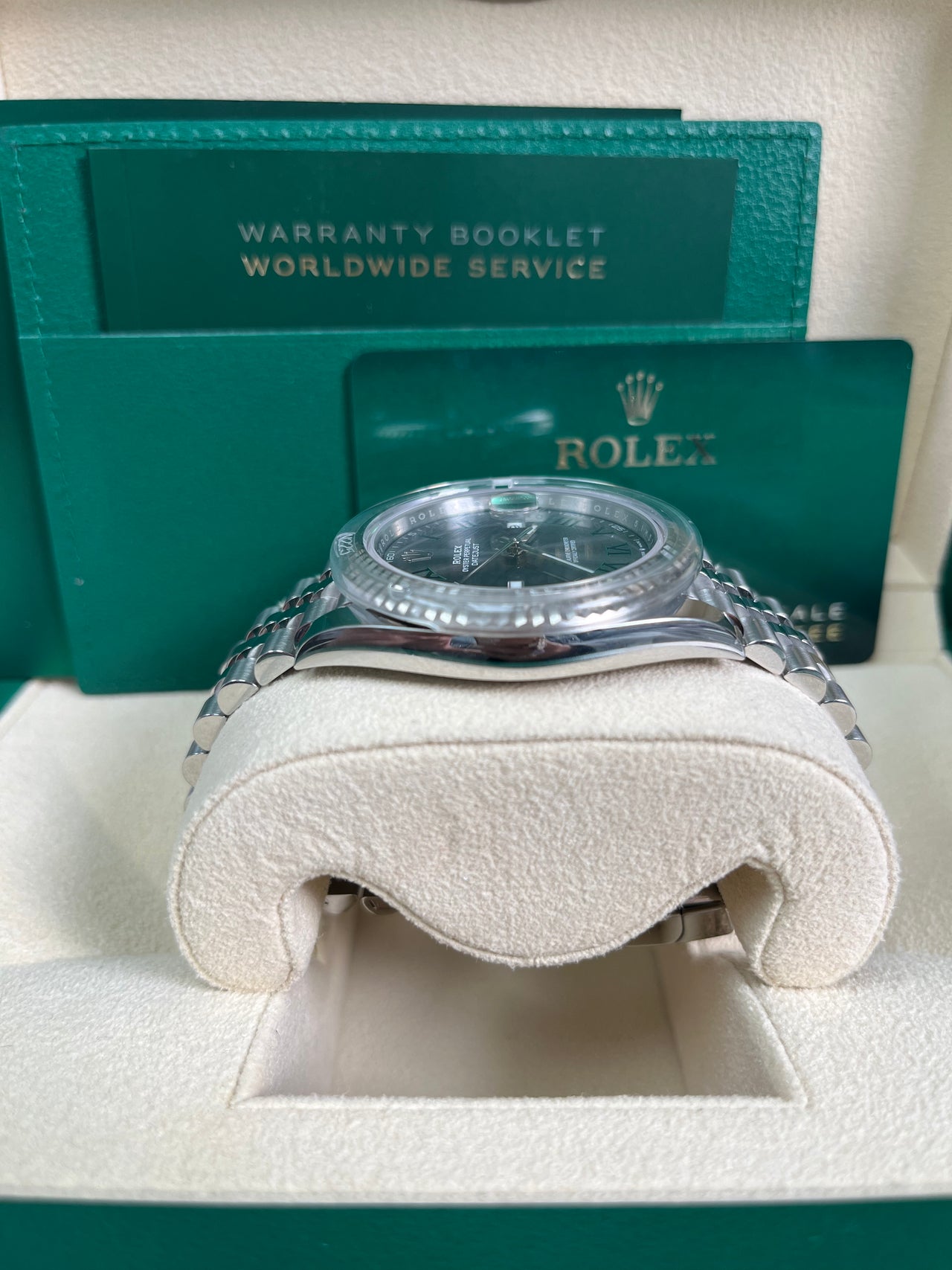 Rolex Datejust 41/ Two-Tone 18k White Gold & Steel/ Grey Slate Wimbledon Green Dial/ Fluted Bezel/ Jubilee Bracelet (Ref# 126334)