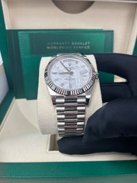 Thumbnail for Rolex Day-Date 40mm Meteorite Baguette Dial White Gold Fluted Bezel Reference # 228239