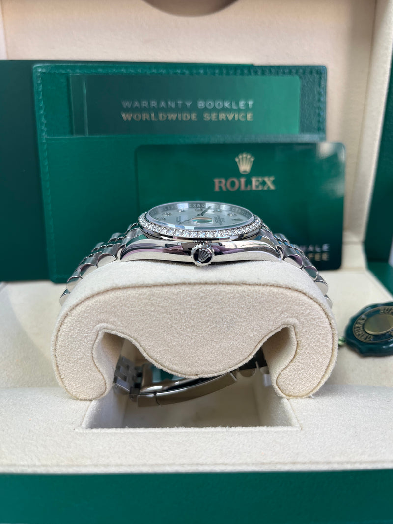 Rolex Datejust 36 Olive Green Set with Diamonds Dial Diamond Bezel Jubilee Yellow Gold Two Tone Watch 126283RBR 126283 NP