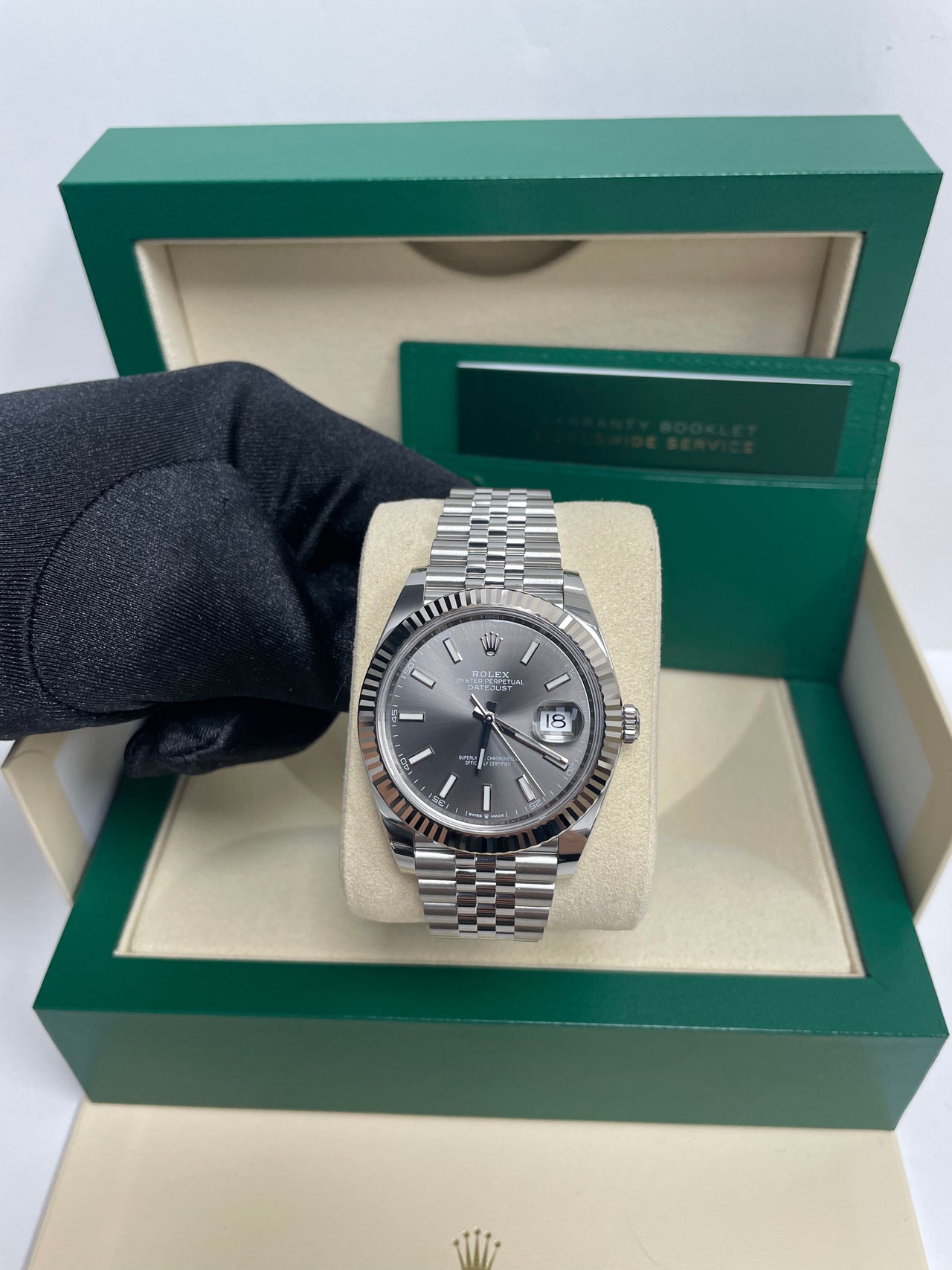 Rolex Datejust 41 Stainless Steel White Gold Dark Rhodium Index Di WatchesOff5th