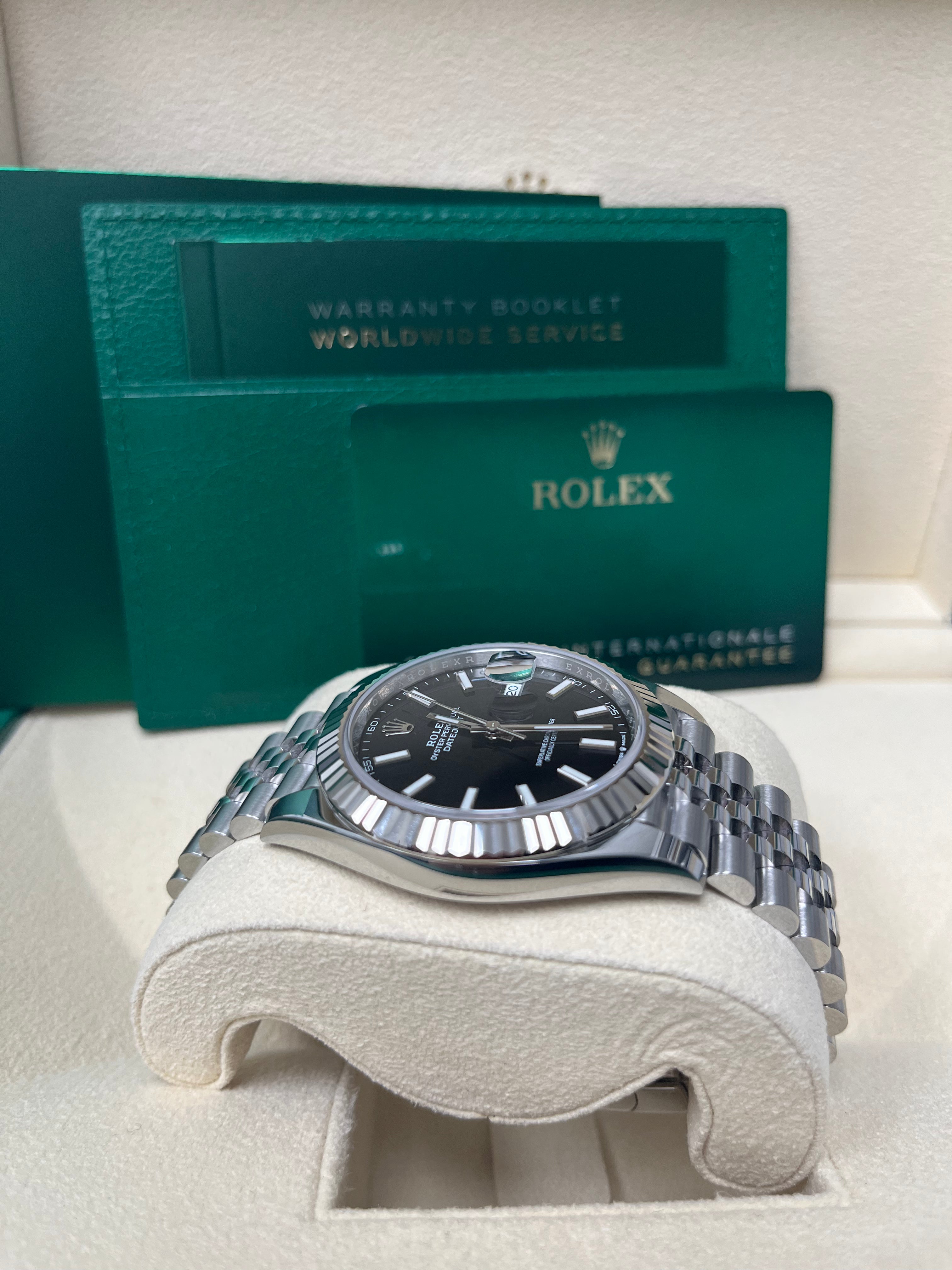 Rolex Datejust 41 Stainless Steel & White Gold - Black Index Dial - Fluted Bezel Jubilee Bracelet (Ref# 126334)