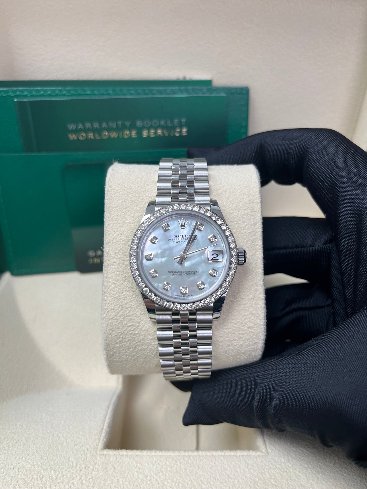 Rolex Datejust 31 Diamond Bezel - White Mother-Of-Pearl Diamond Dial - Jubilee 278384rbr