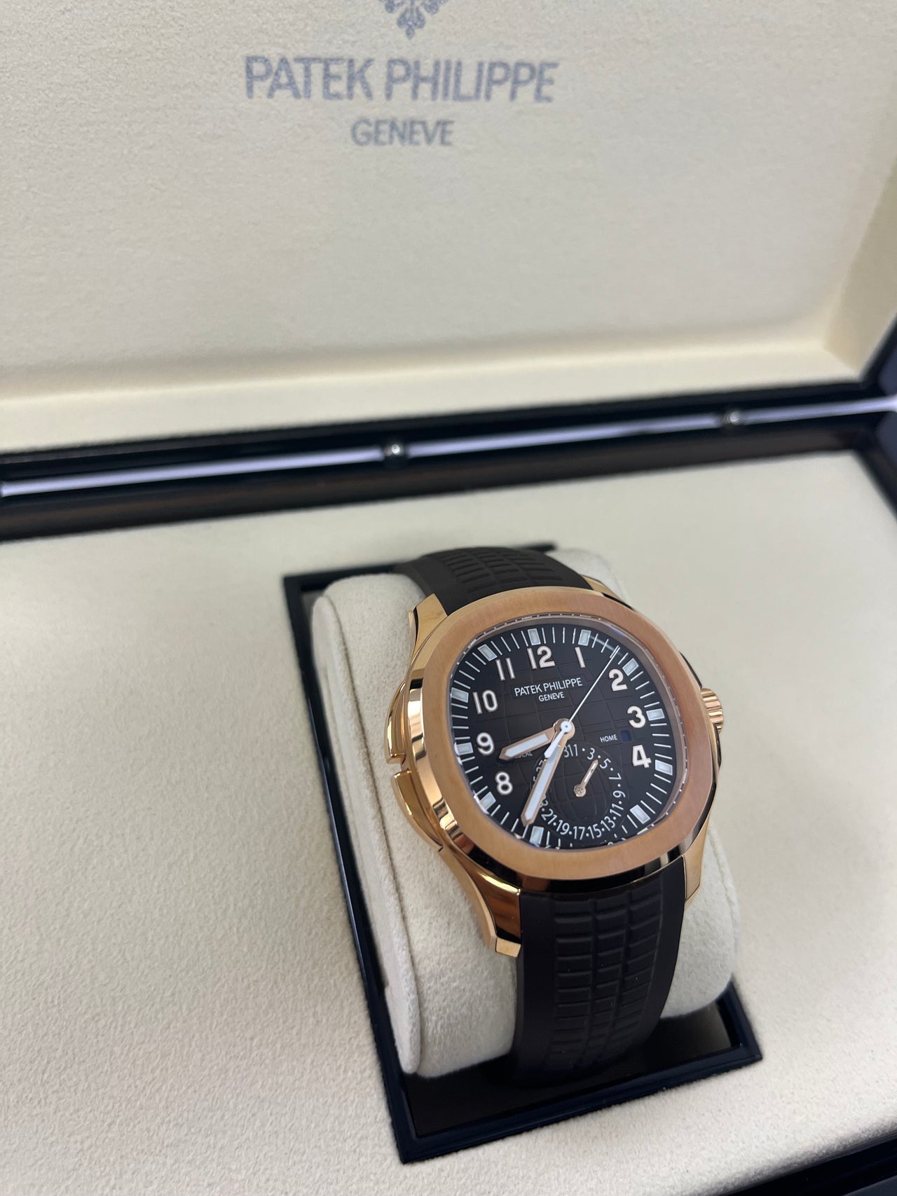 Patek Philippe Aquanaut Time Travel/ Rose Gold/ Chocolate Dial (Ref#5164R/001)