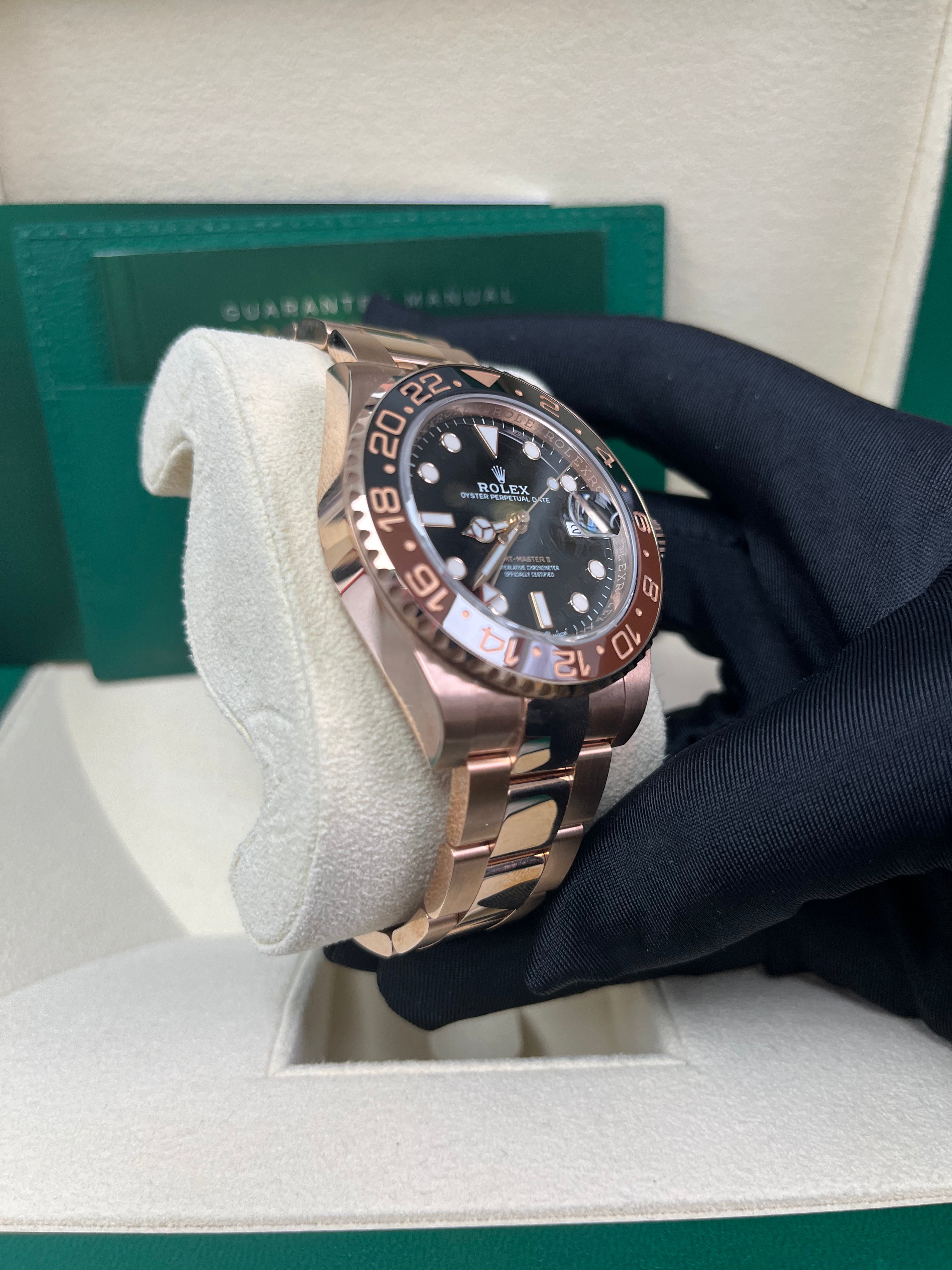 Rolex GMT-Master II 18K Everose Rose Gold - "The Rootbeer"- Black and Brown Bezel - Oyster Bracelet (Ref# 126715CHNR)