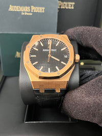 Thumbnail for Audemars Piguet Royal Oak Selfwinding/ Rose Gold/ Black Dial/ Black Leather Strap (Ref#15500OR.OO.D002CR.01)