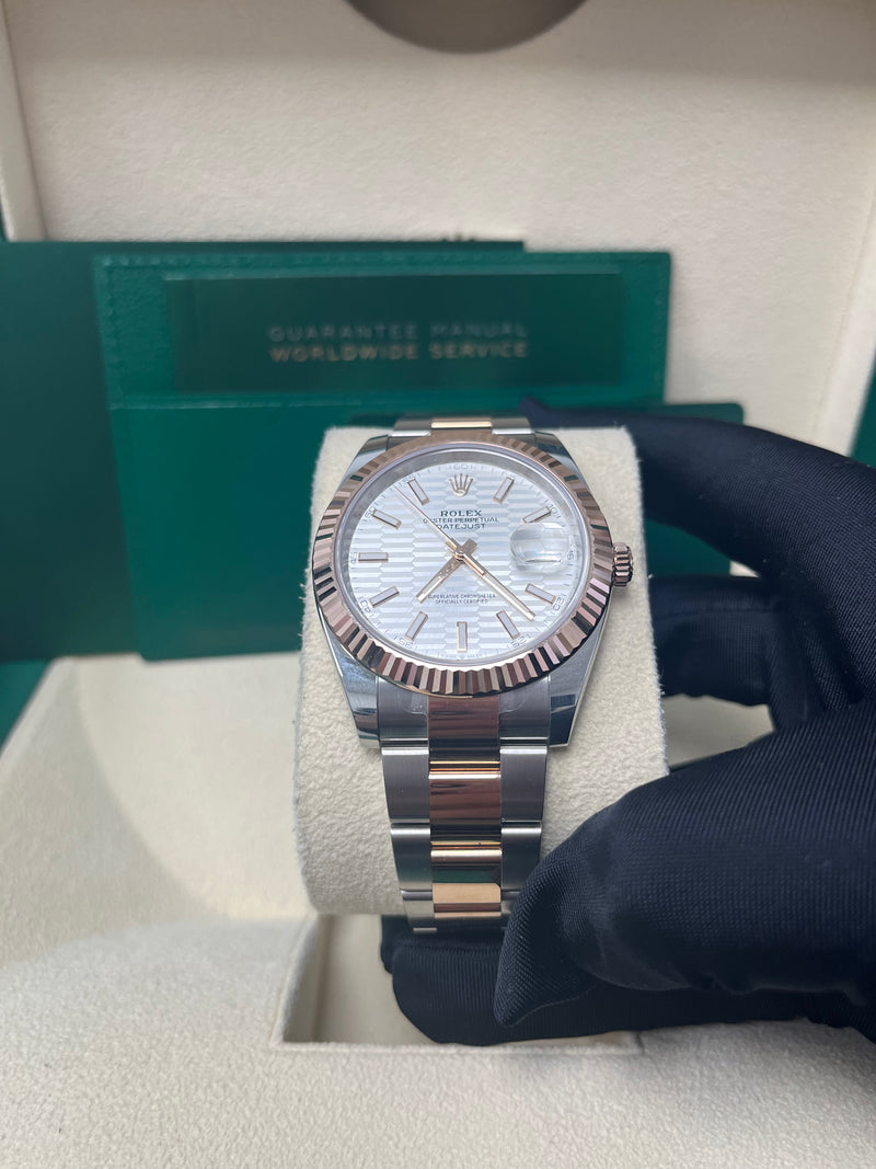 Rolex Datejust 41 Rose Gold Datejust 41 Fluted Bezel - Silver Fluted Motif Dial - Oyster Bracelet 126331