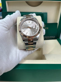 Thumbnail for Rolex Steel and Everose Rolesor Datejust 41 Watch - Fluted Bezel - Sundust Index Dial - Oyster Bracelet