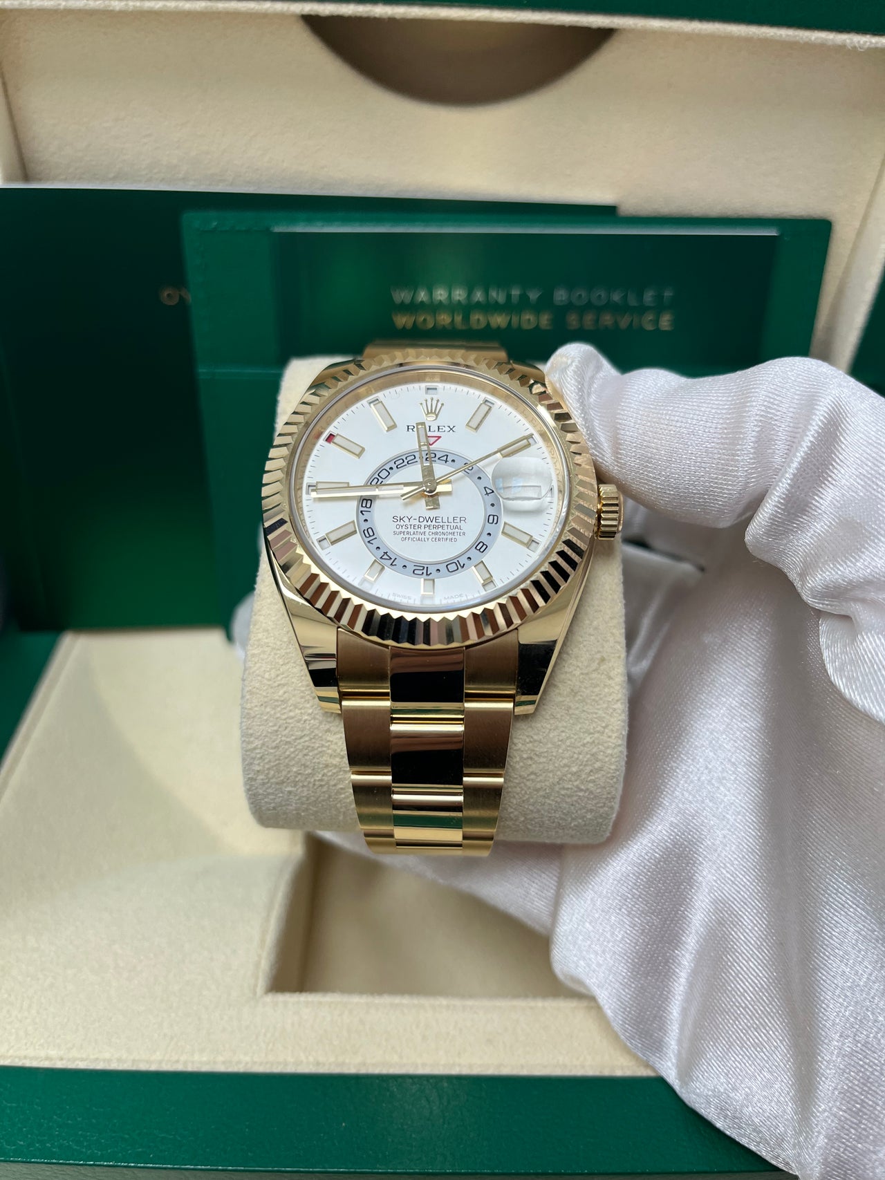 Rolex Sky-Dweller Yellow Gold - White Dial - Oyster Bracelet (Ref# 326938)