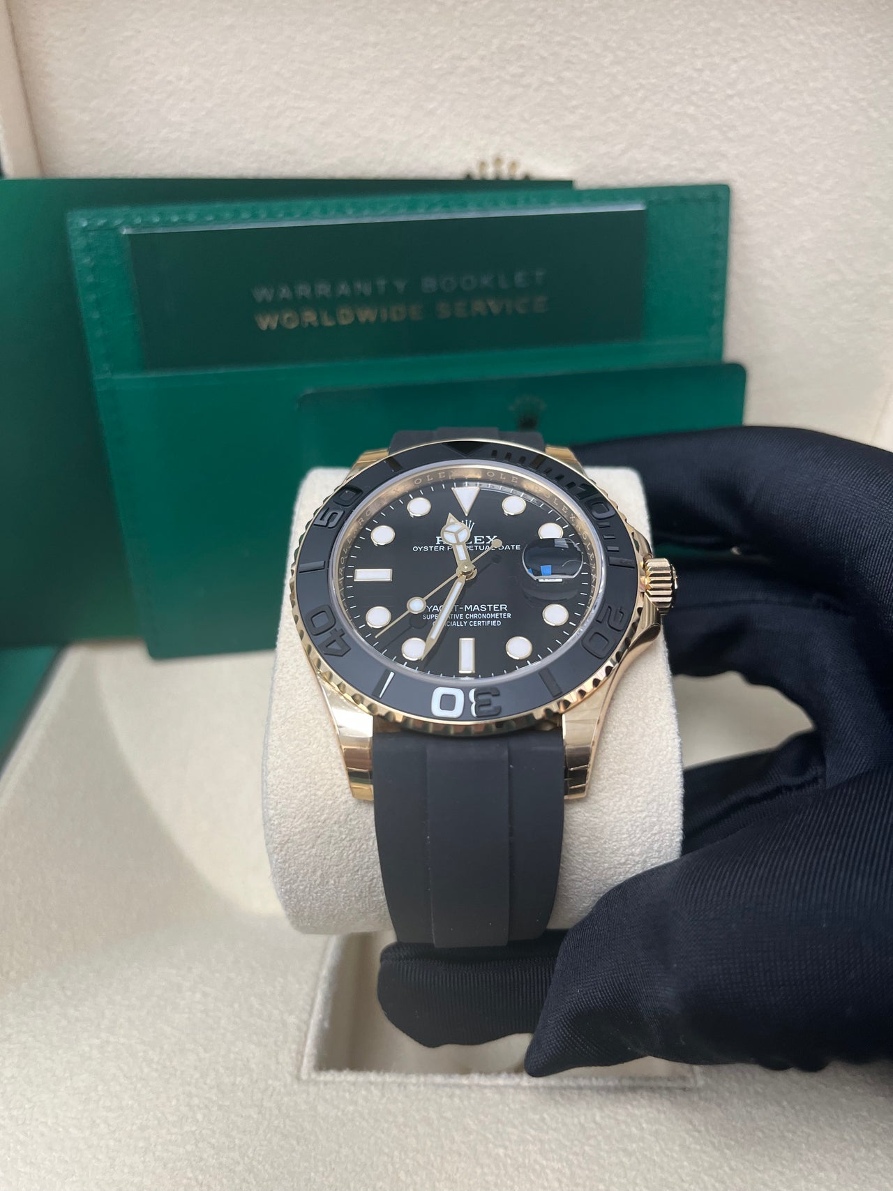 Rolex Yacht-Master 42 Yellow Gold Yacht-Master 42 Watch - Black Dial - Oysterflex Strap 226658