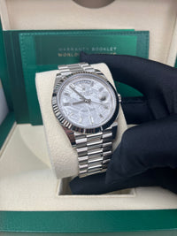 Thumbnail for Rolex Day-Date 40mm Meteorite Baguette Dial White Gold Fluted Bezel Reference # 228239