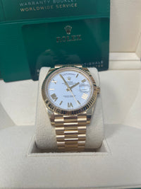 Thumbnail for Rolex Day-Date 40 Yellow Gold White Roman Dial Fluted Bezel (Ref# 228238)