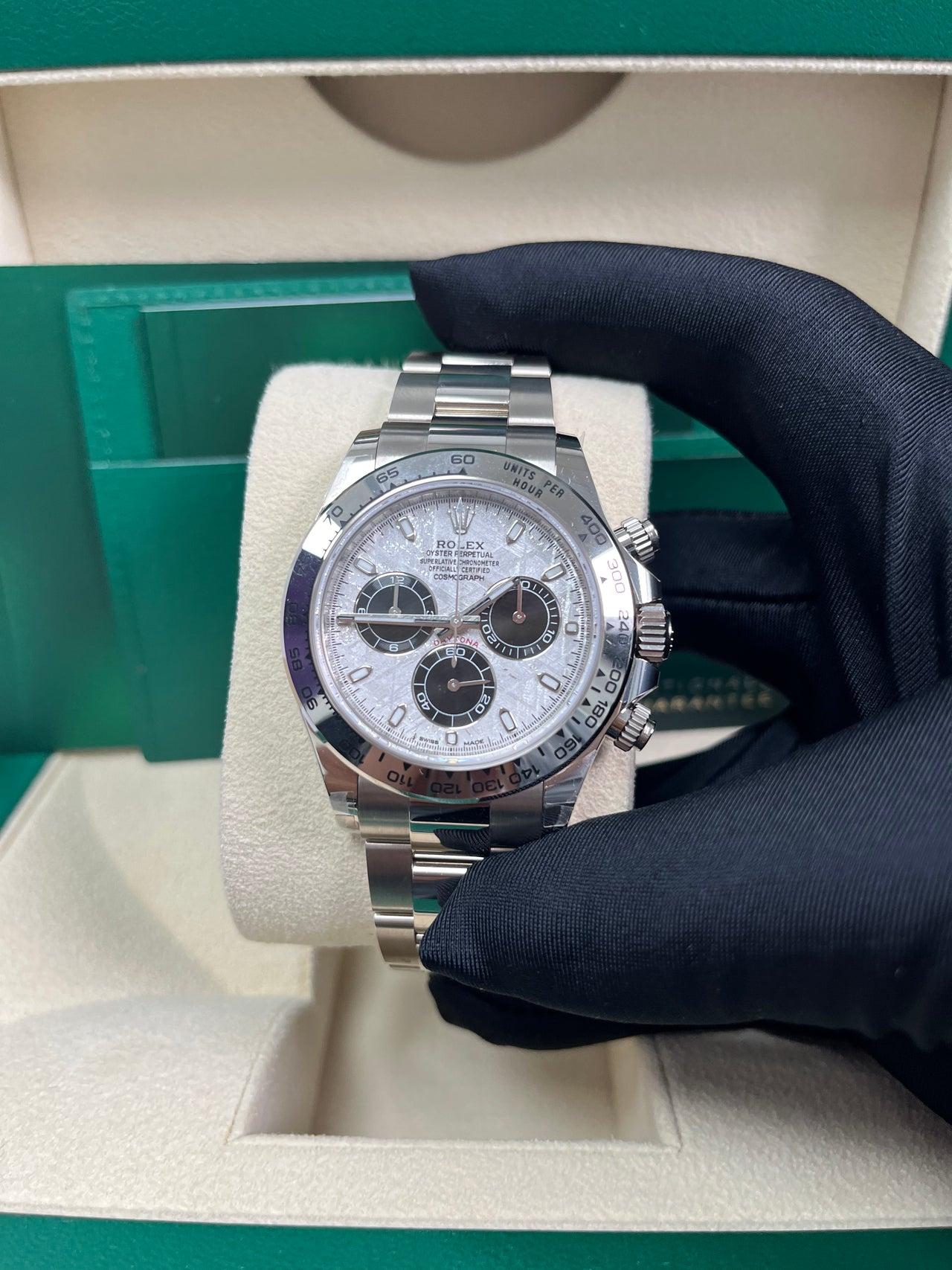 Rolex Daytona White Gold Daytona 40mm Meteorite Dial Steel and Black Oyster (Reference # 116509)