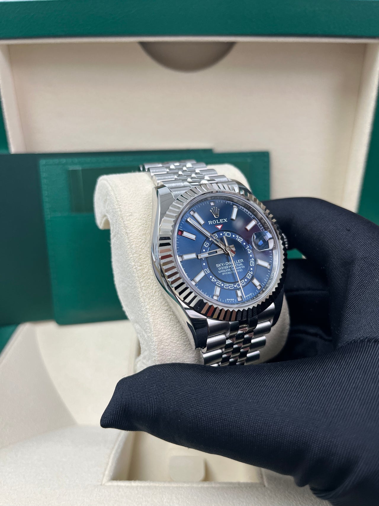 Rolex Sky-Dweller White Rolesor - Blue Index Dial - Jubilee Bracelet (Ref# 326934)