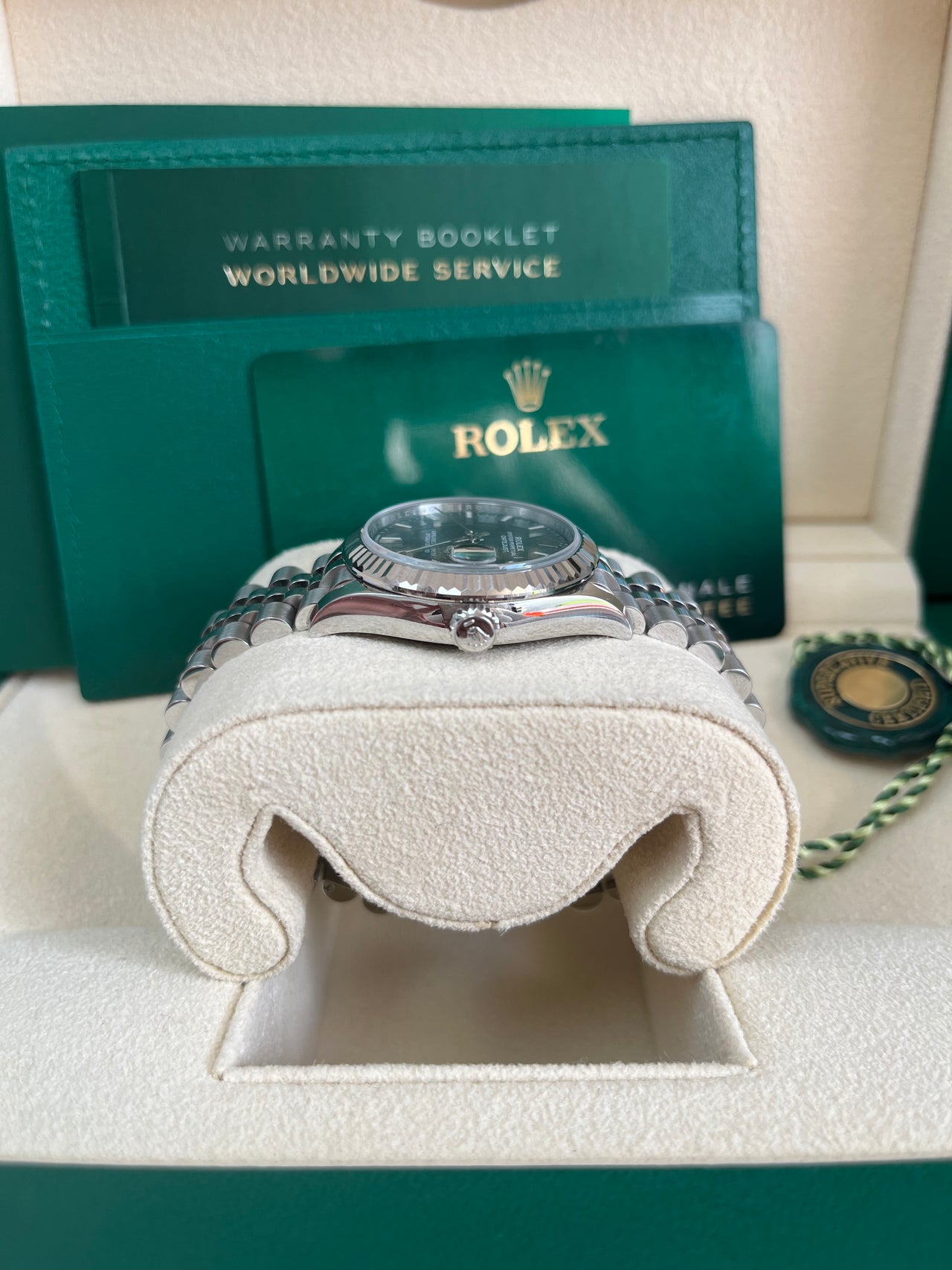 Rolex Datejust 31 Steel and White Gold Datejust 31 Fluted Bezel Mint Green Index Dial Jubilee Bracelet 278274