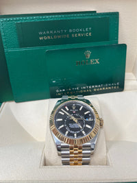 Thumbnail for Rolex Yellow Rolesor Sky-Dweller Watch - Black Index Dial - Jubilee Bracelet (Ref # 326933)