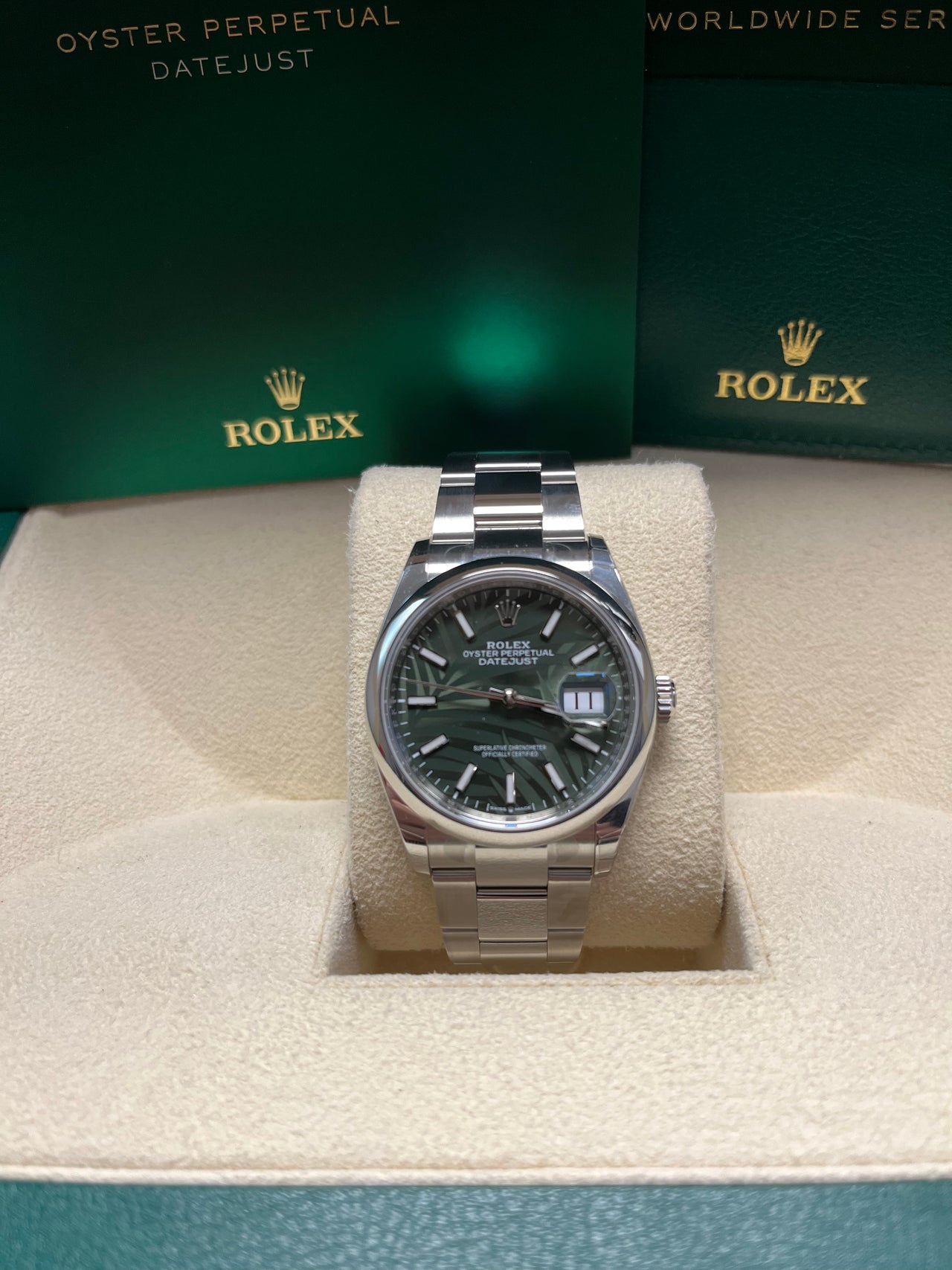 Rolex Datejust Palm Motif Dial Oyster Steel Ultra Rare 126200