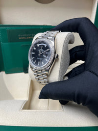 Thumbnail for Rolex Day-Date 40 White Gold Day-Date 40 Watch - White Gold Bezel - Black Baguette Diamond Dial 228349RBR