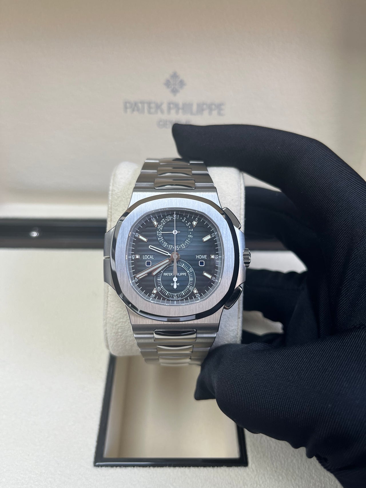 Patek Philippe Nautilus 40 mm Steel Nautilus Travel Time Chronograph Blue Dial 5990/1A-011