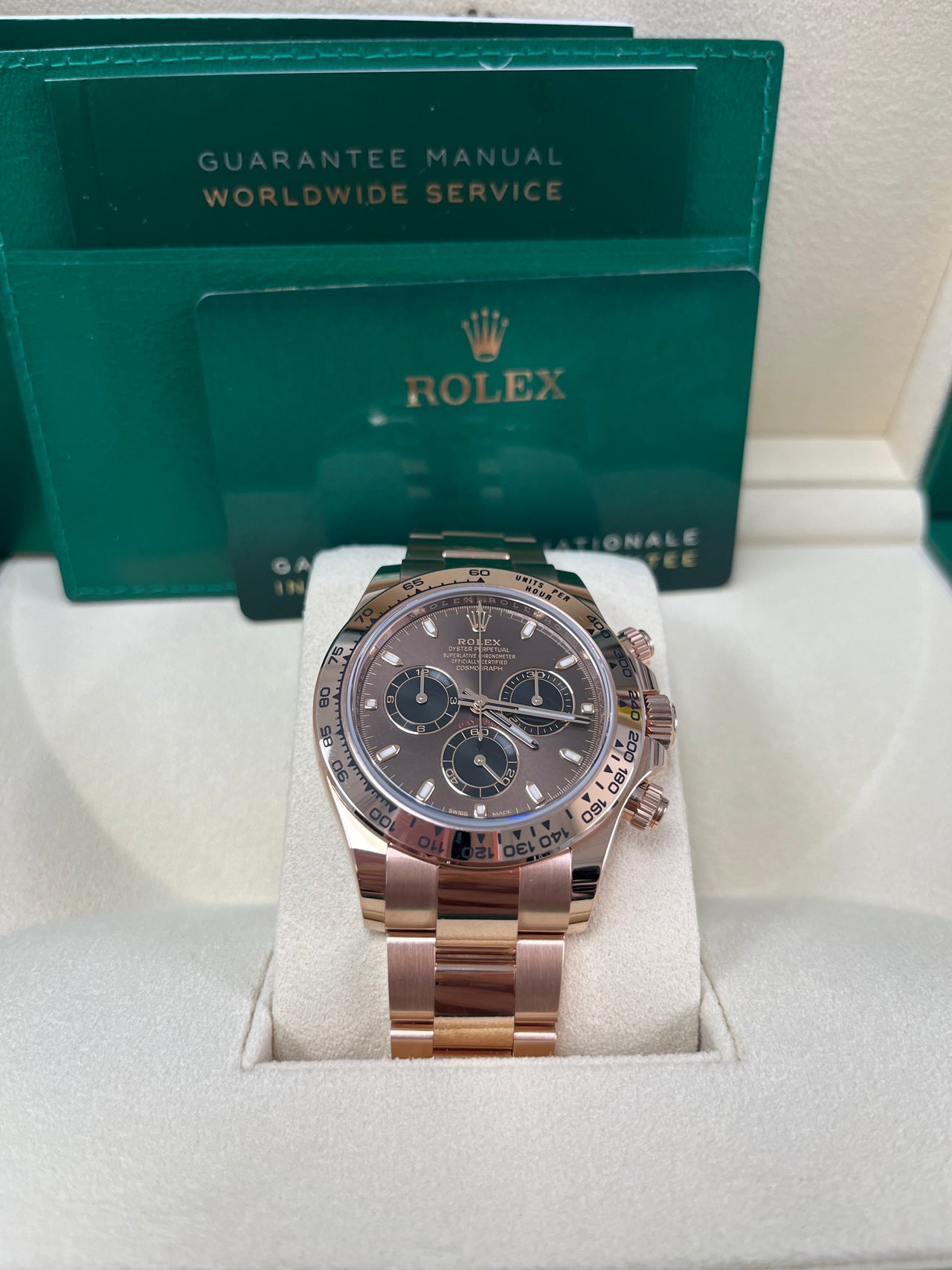 Rolex Everose Gold Cosmograph Daytona 40 Watch - Chocolate and Black Index Dial (Ref # 116505 )