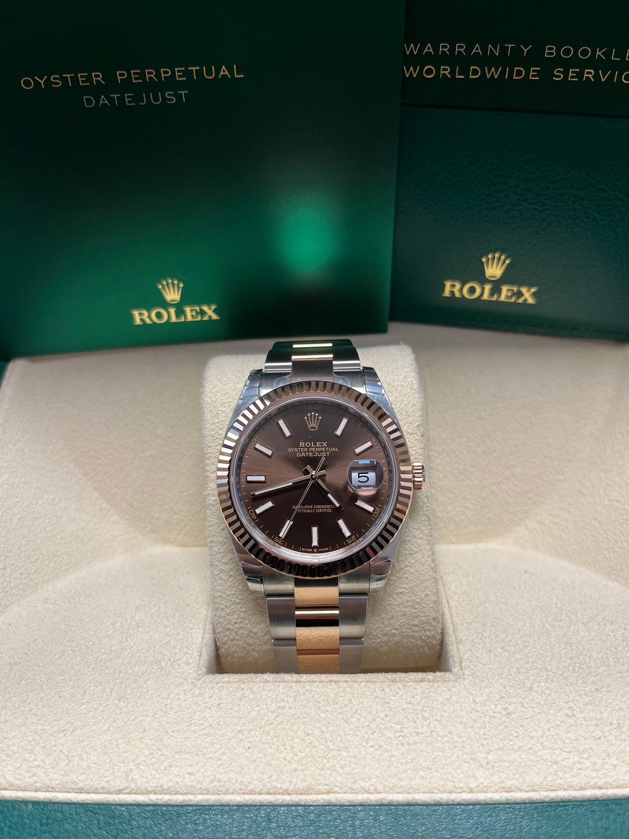 Rolex Datejust 41 Oyster Bracelet Chocolate Dial Fluted Bezel (Ref # 126331-0001)