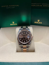 Thumbnail for Rolex Datejust 41 Oyster Bracelet Chocolate Dial Fluted Bezel (Ref # 126331-0001)