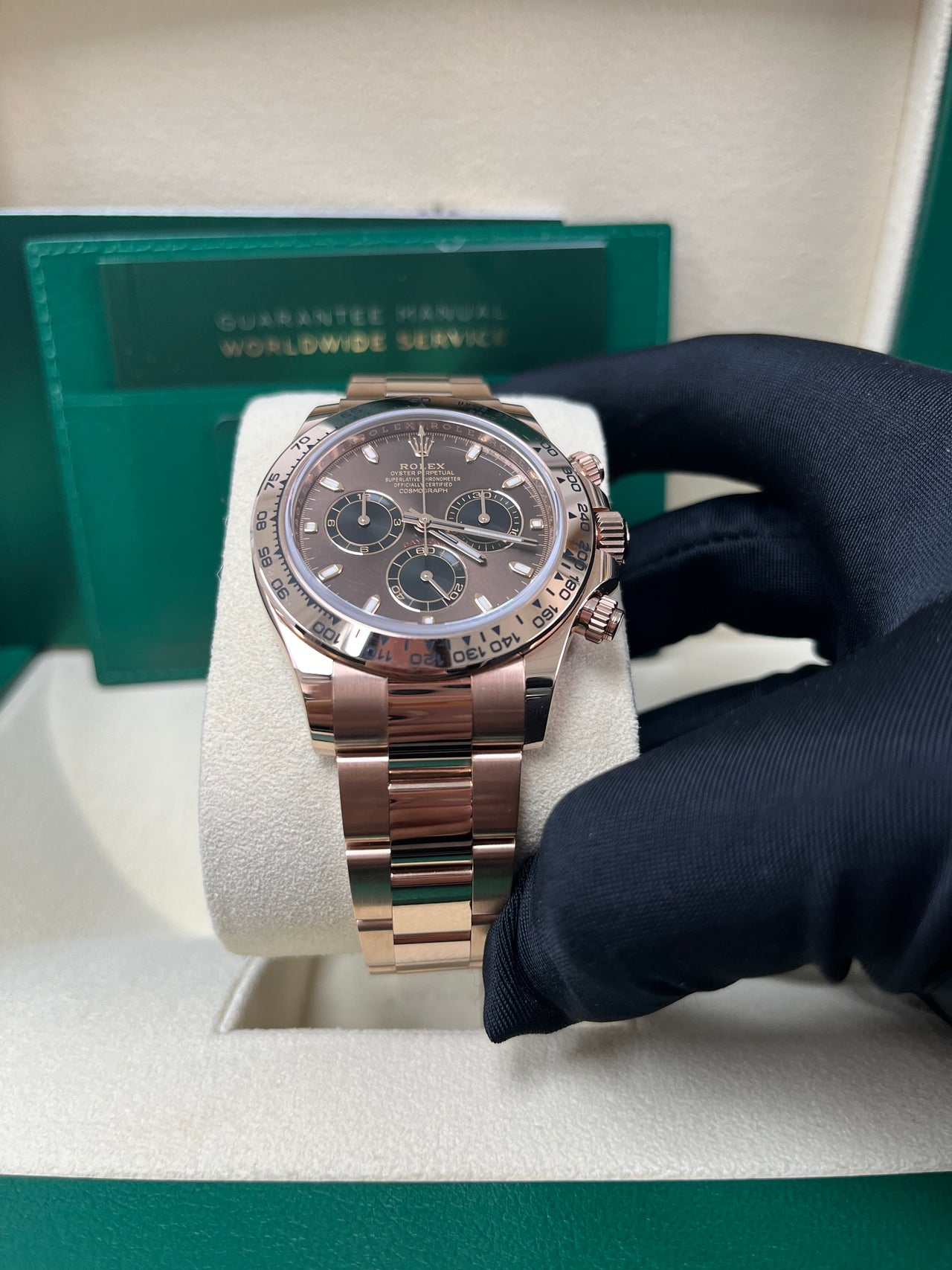 Rolex Everose Gold Cosmograph Daytona 40 Watch - Chocolate and Black Index Dial (Ref # 116505 )