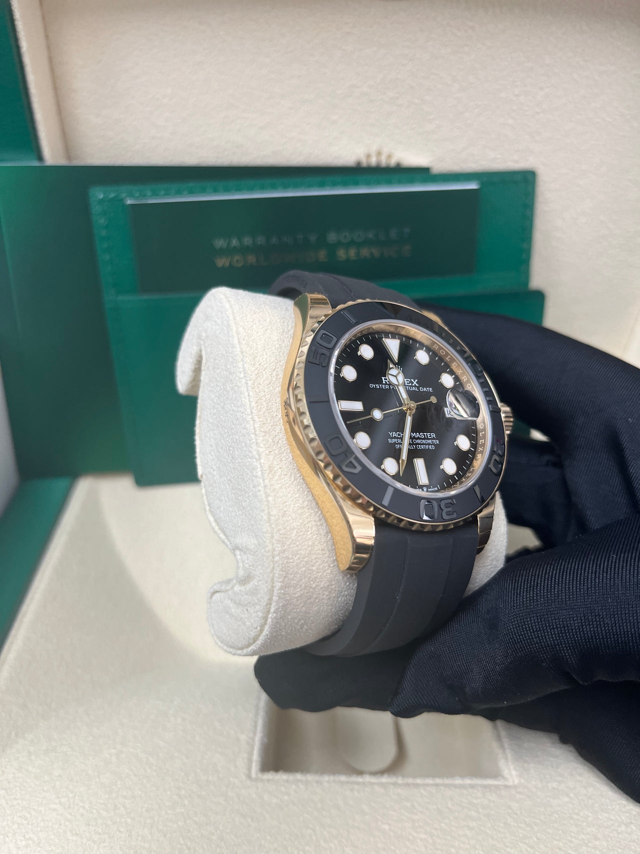 Rolex Yacht-Master 42 Yellow Gold Yacht-Master 42 Watch - Black Dial - Oysterflex Strap 226658