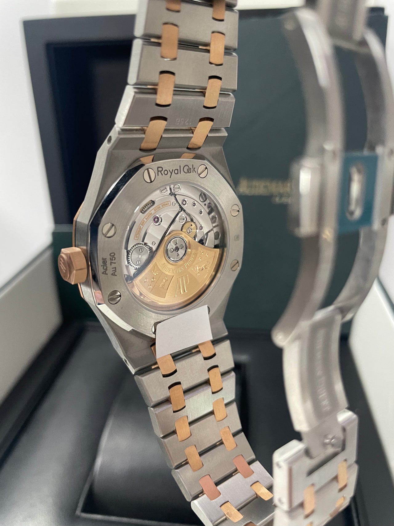 Audemars Piguet Royal Oak Selfwinding Rose Gold and Steel White Dial 37mm Ladies Watch (Reference #15450SR.OO.1256SR.01)