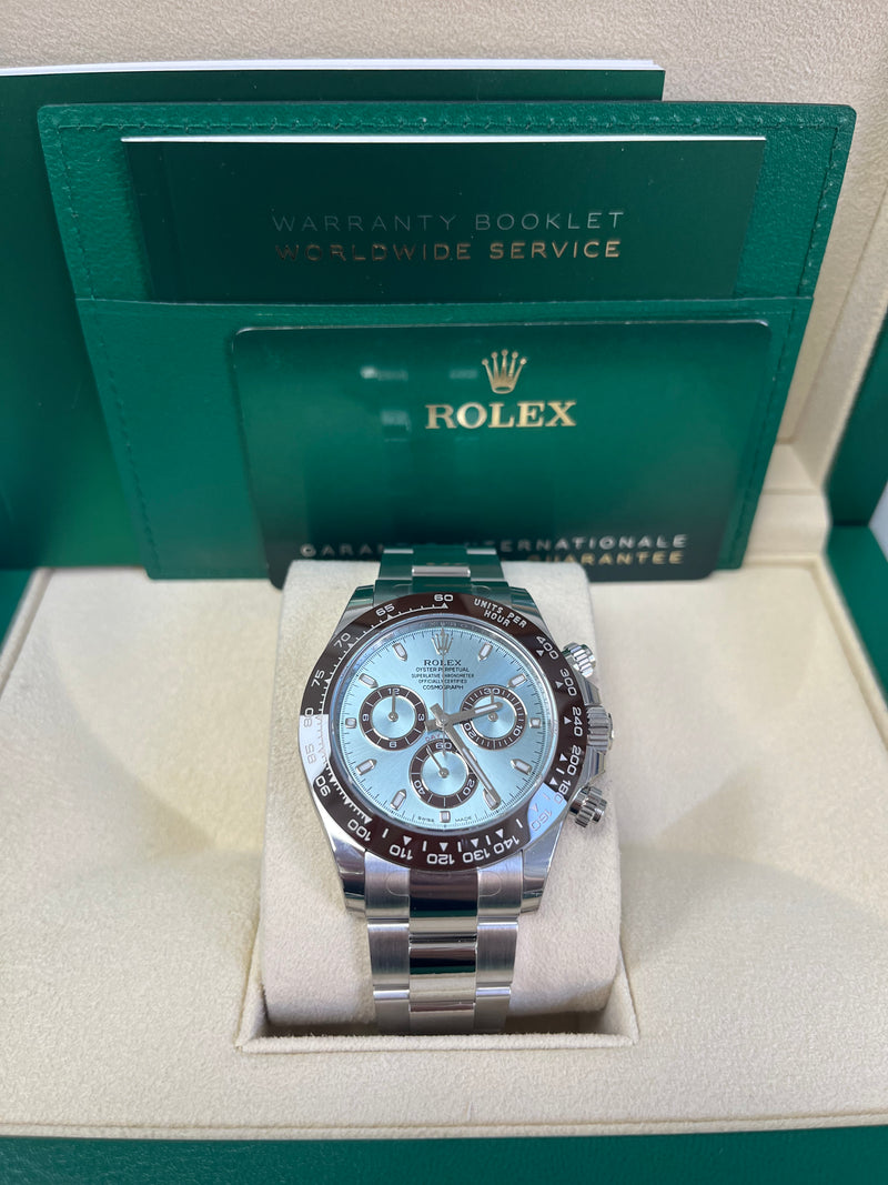 Rolex 950 Platinum Cosmograph Daytona 40 Watch - Ice Blue Index Dial (Ref # 116506)