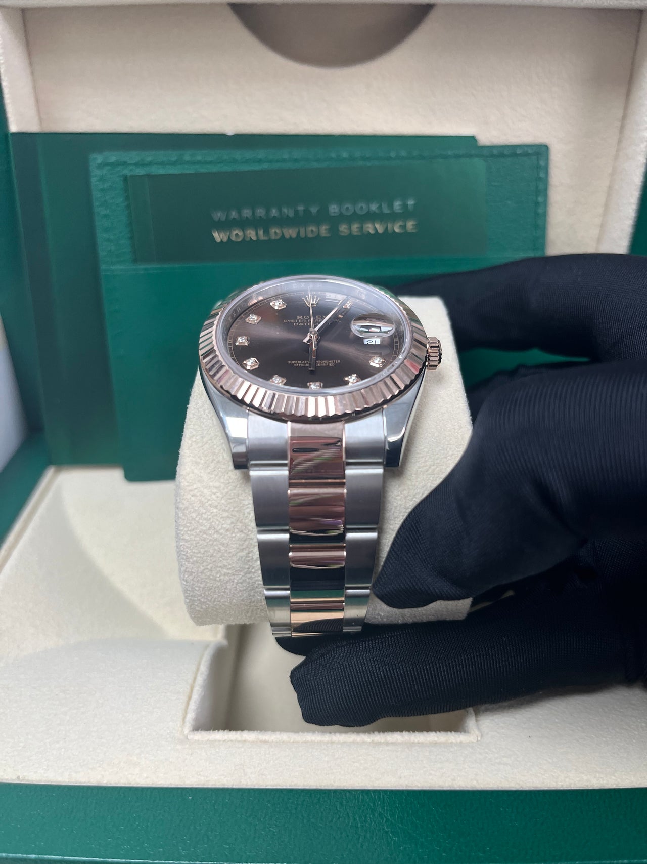 Rolex Datejust 41 Steel and Everose Rolesor Chocolate Diamond Dial Oyster Bracelet 126331