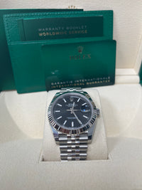 Thumbnail for Rolex Datejust 41 Stainless Steel & White Gold - Black Index Dial - Fluted Bezel Jubilee Bracelet (Ref# 126334)