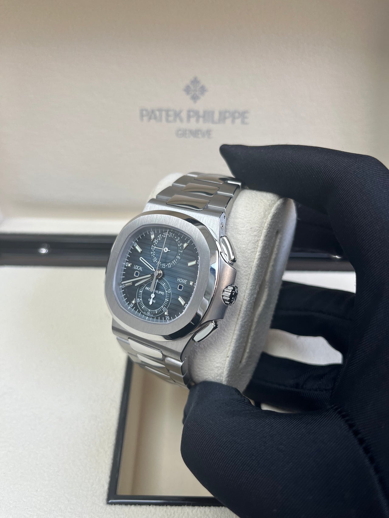 Patek Philippe Nautilus 40 mm Steel Nautilus Travel Time Chronograph Blue Dial 5990/1A-011