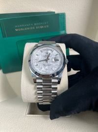 Thumbnail for Rolex Day-Date 40 Platinum Day-Date Smooth Bezel Meteorite Baguette Diamond Dial President Bracelet 228206