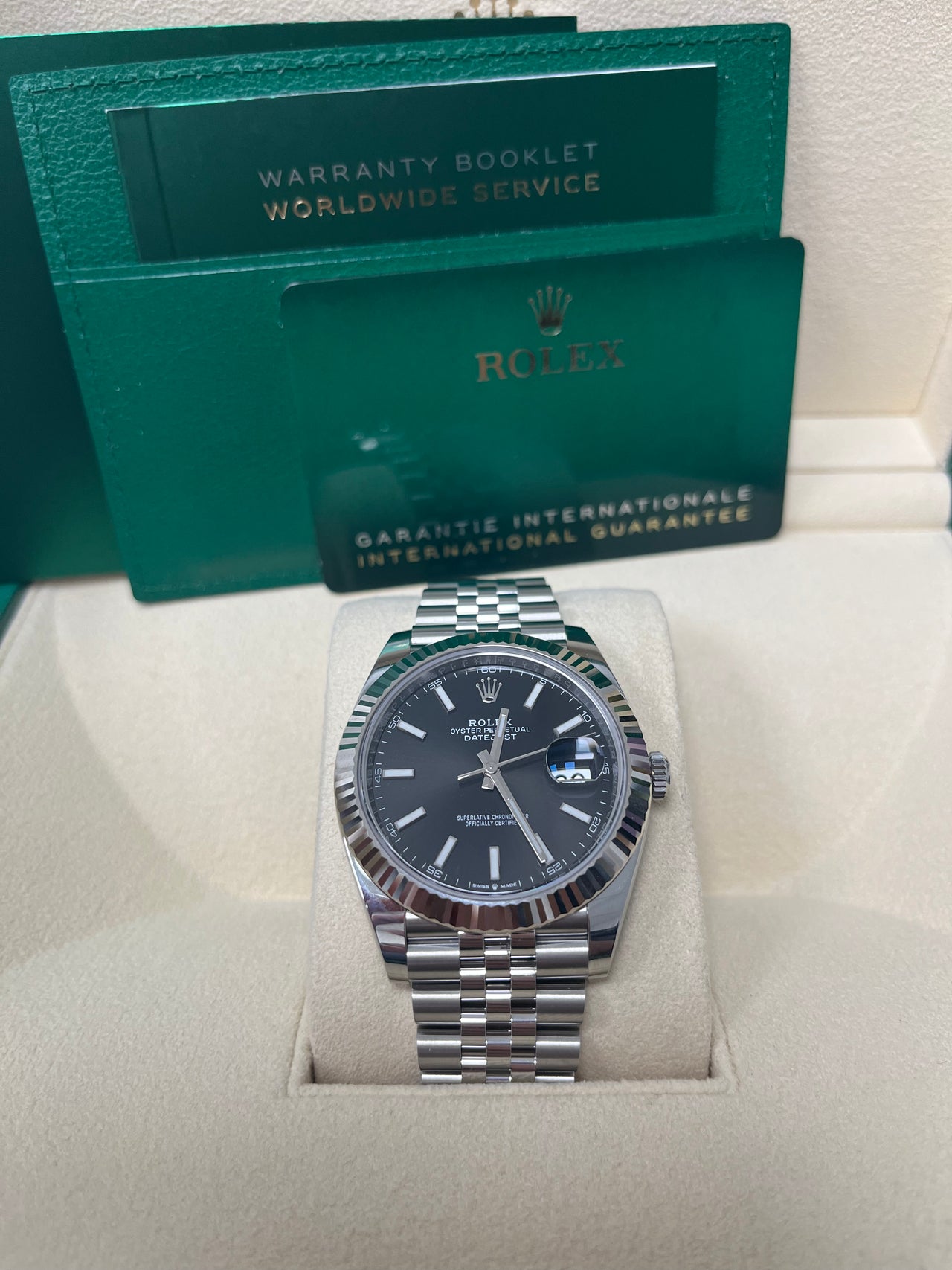 Rolex Datejust 41 Stainless Steel & White Gold - Black Index Dial - Fluted Bezel Jubilee Bracelet (Ref# 126334)