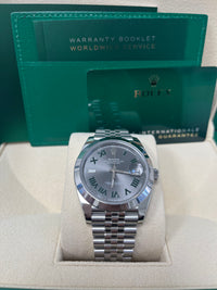 Thumbnail for Rolex Datejust 41/ Stainless Steel/ Wimbledon Slate Green Roman Dial/ Smooth Bezel/ Jubilee Bracelet (Ref# 126300)