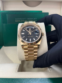 Thumbnail for Rolex Day-Date 40 18k Yellow Gold - Baguette Diamond Dial - Fluted Bezel (Ref# 228238)