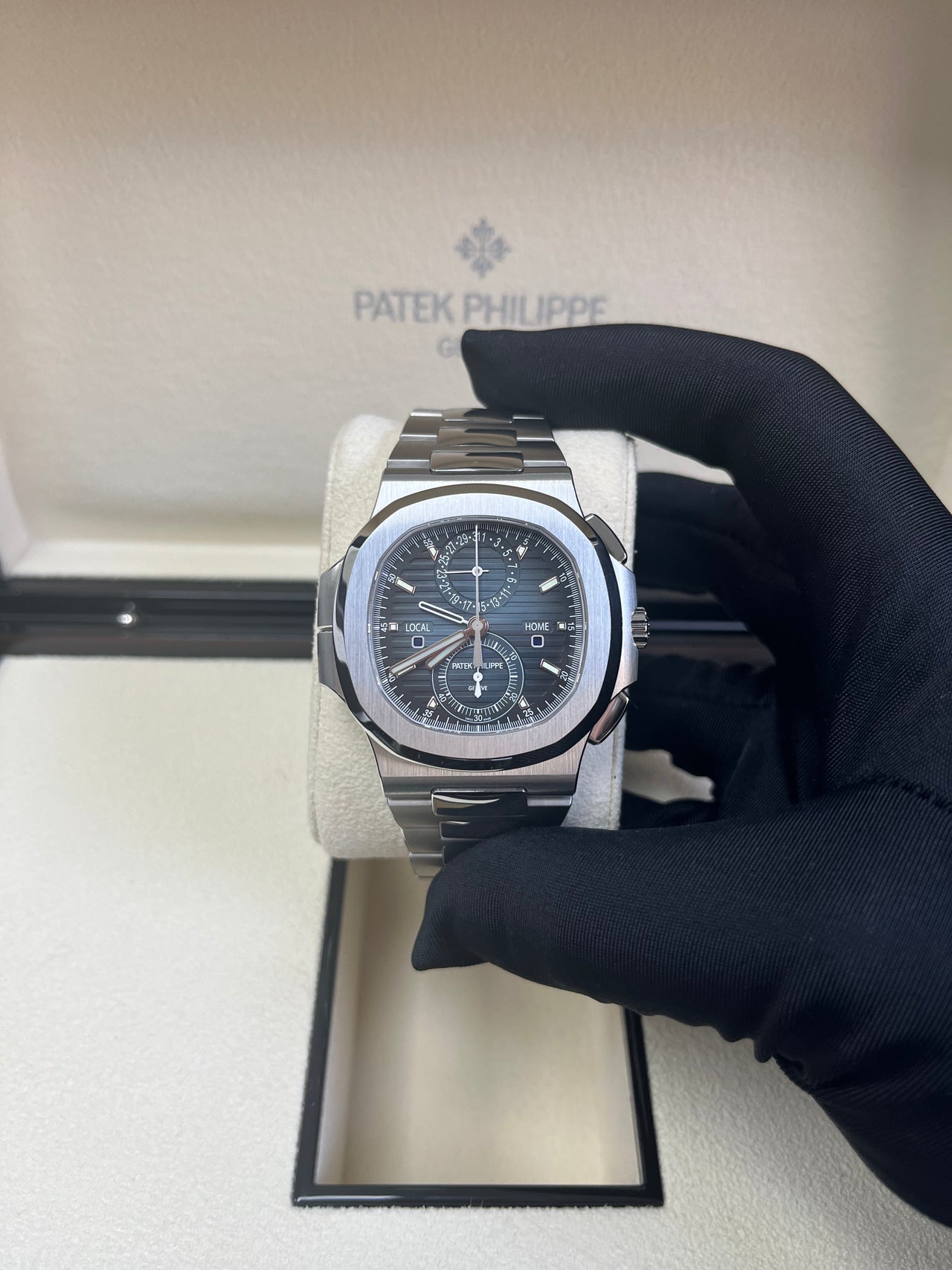 Patek Philippe Nautilus 40 mm Steel Nautilus Travel Time Chronograph Blue Dial 5990/1A-011