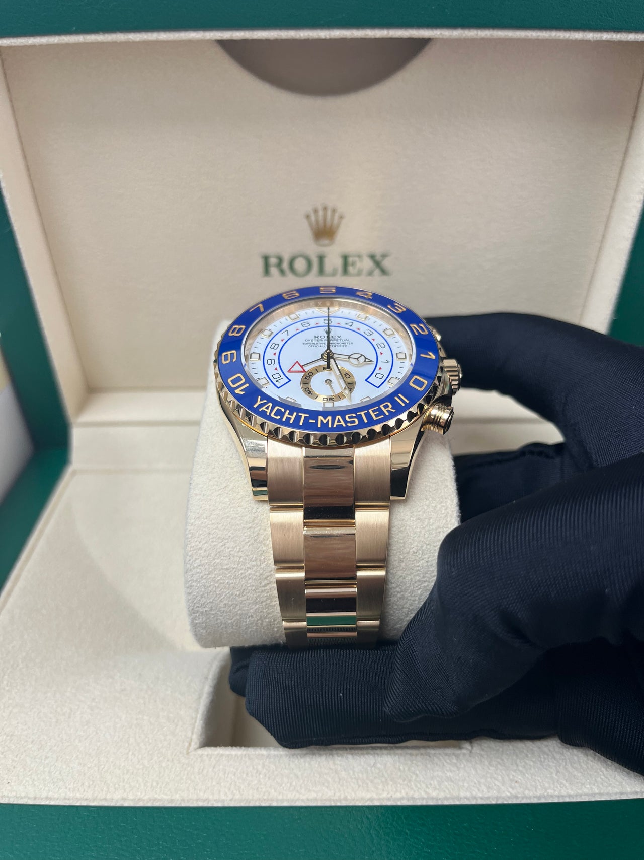 Rolex Yacht-Master II Yellow Gold  White Mercedes Dial (Ref# 116688)