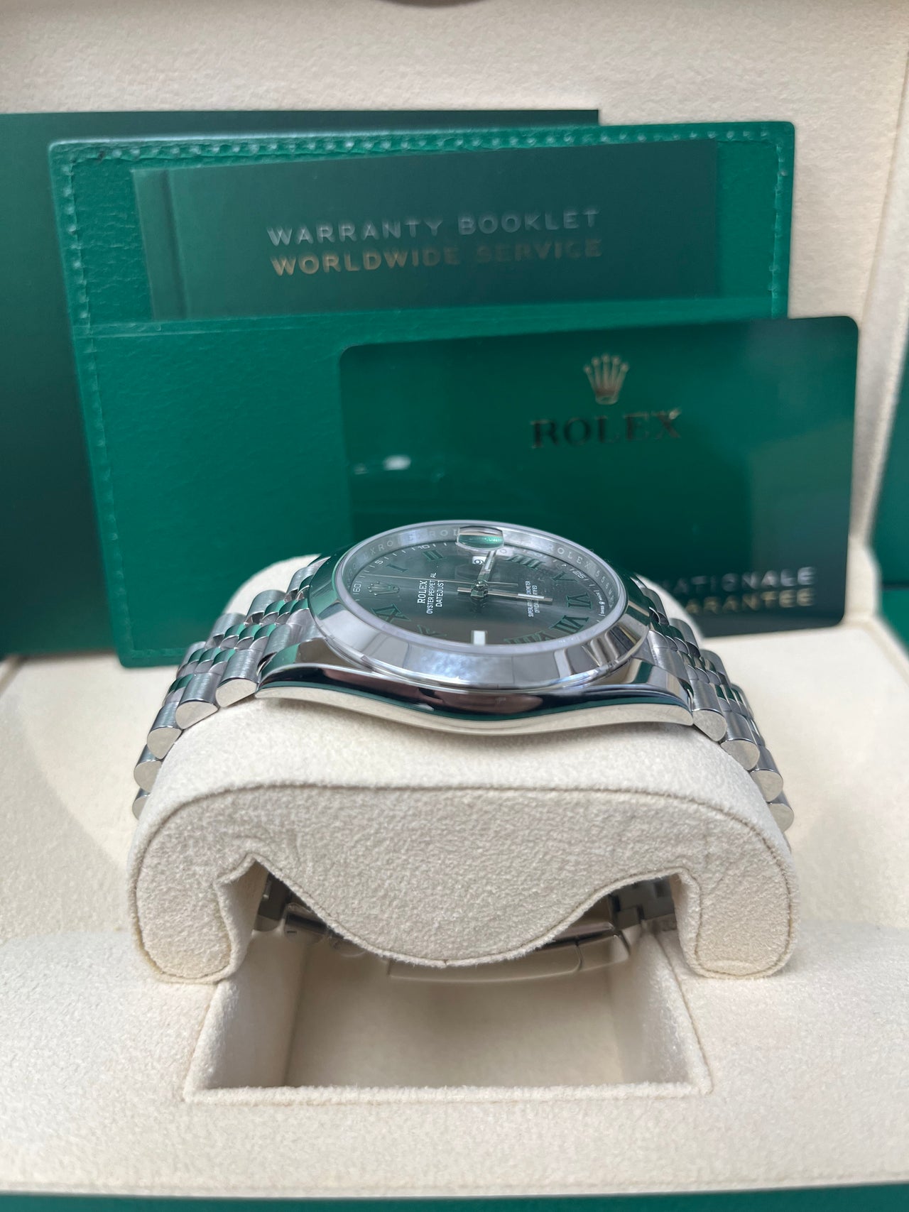 Rolex Datejust 41/ Stainless Steel/ Wimbledon Slate Green Roman Dial/ Smooth Bezel/ Jubilee Bracelet (Ref# 126300)