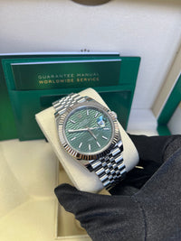 Thumbnail for Rolex Datejust 41mm White Gold/Steel Mint Green Fluted Motif Index Fluted Bezel Jubilee Reference #126334