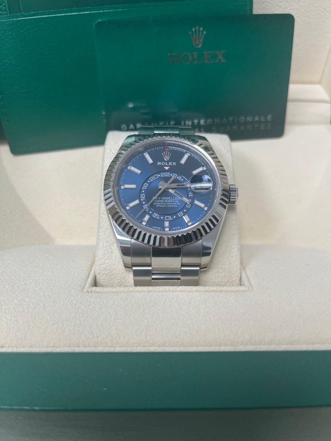 Rolex Sky-Dweller White Rolesor - Blue Index Dial - Oyster Bracelet (Ref# 326934)