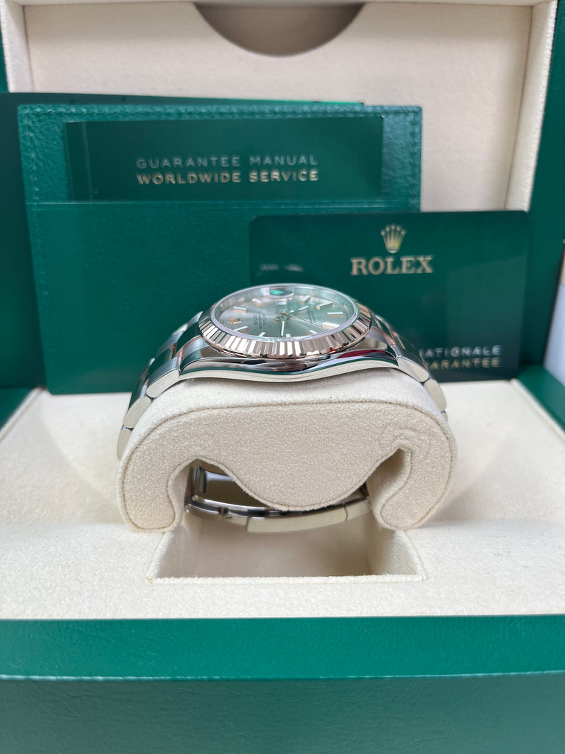Rolex Steel and Everose Rolesor Datejust 41 Watch - Fluted Bezel - Sundust Index Dial - Oyster Bracelet