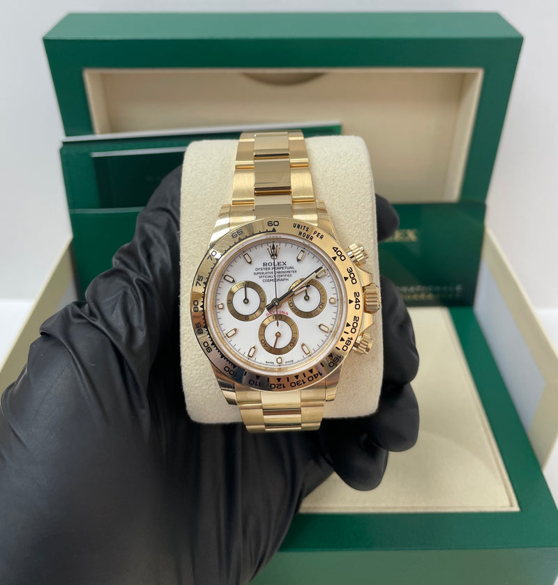 Rolex daytona best sale gold white face