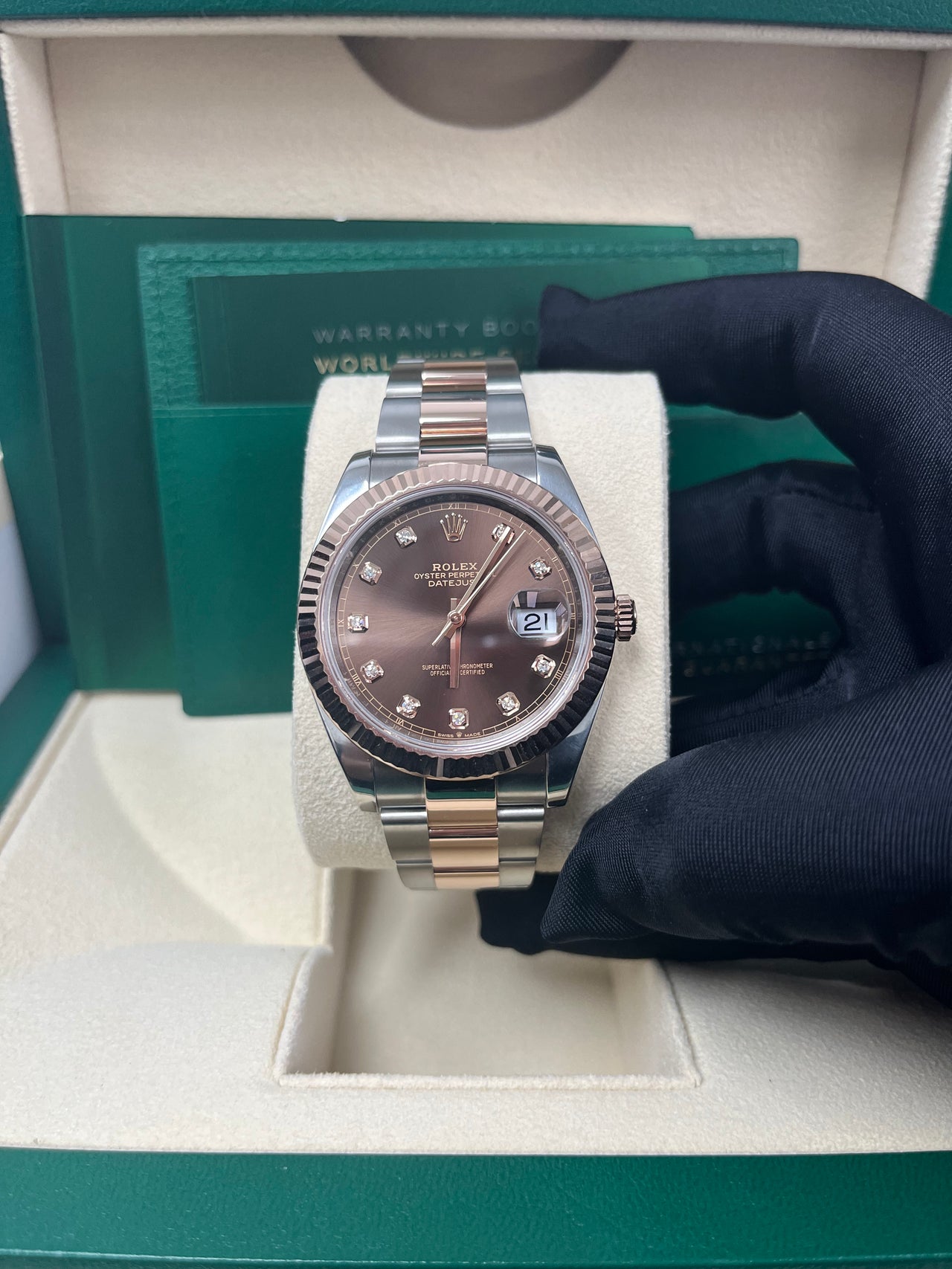 Rolex Datejust 41 Steel and Everose Rolesor Chocolate Diamond Dial Oyster Bracelet 126331