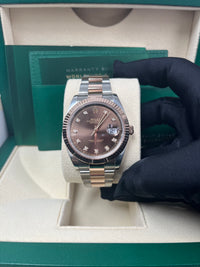 Thumbnail for Rolex Datejust 41 Steel and Everose Rolesor Chocolate Diamond Dial Oyster Bracelet 126331