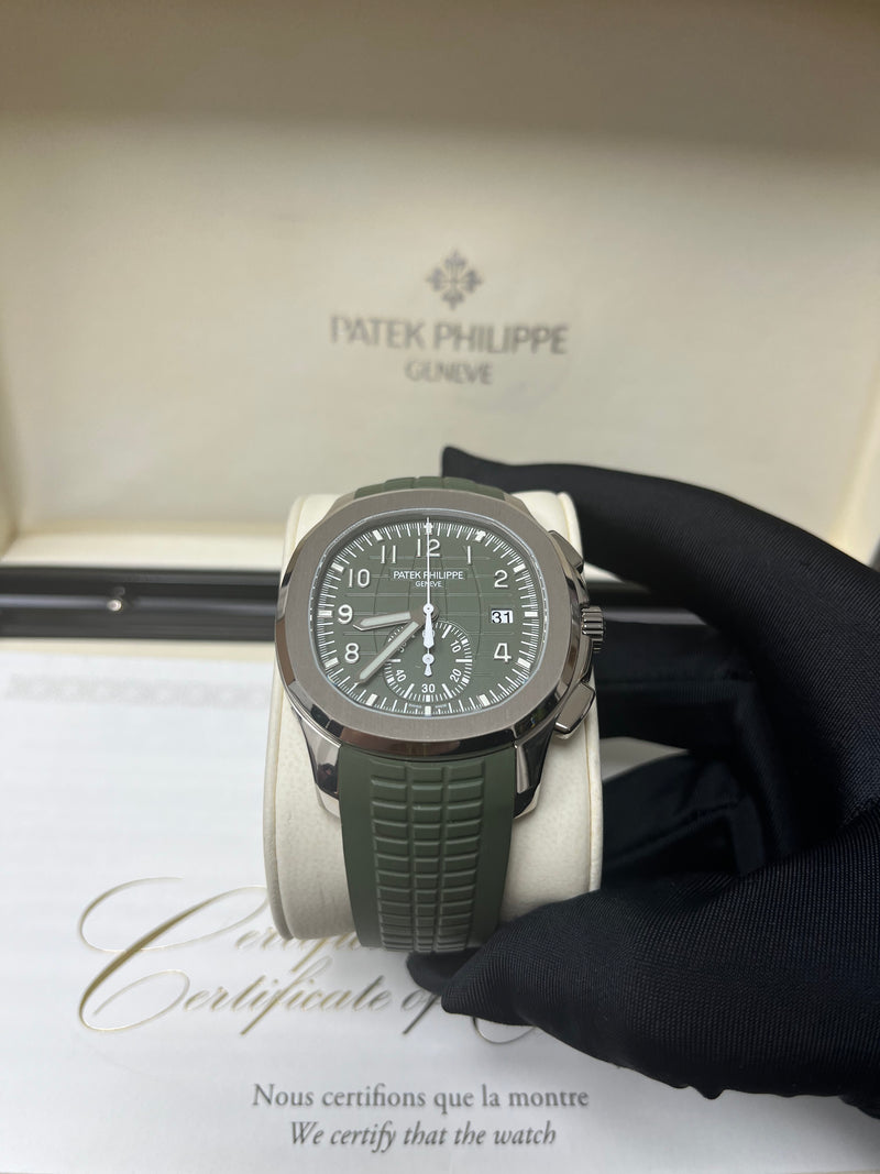 Patek Philippe Aquanaut Flyback Chronograph White Gold Green Khaki Dial 5968G-010