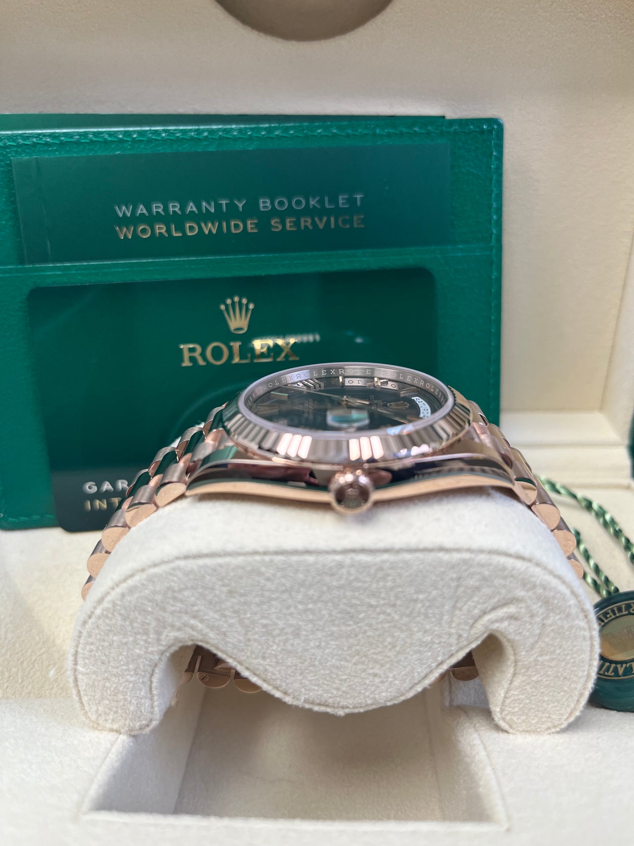 Rolex Day-Date 40 Rose Gold w/ Chocolate Roman Dial & Fluted Bezel (Ref# 228235)