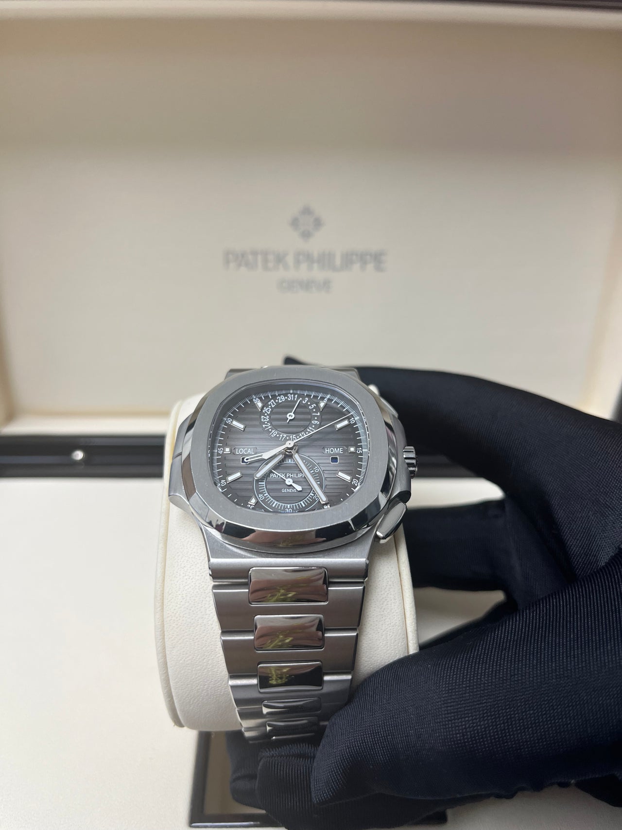 Patek Philippe Nautilus Travel Time Chronograph/ Stainless Steel/ Black Graduated Dial (Ref# 5990/1A-001)