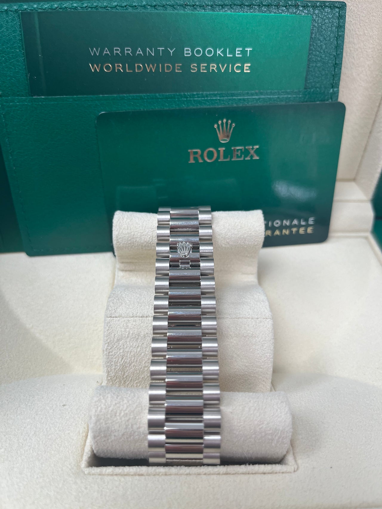 Rolex Day-Date 40mm Meteorite Baguette Dial White Gold Fluted Bezel Reference # 228239