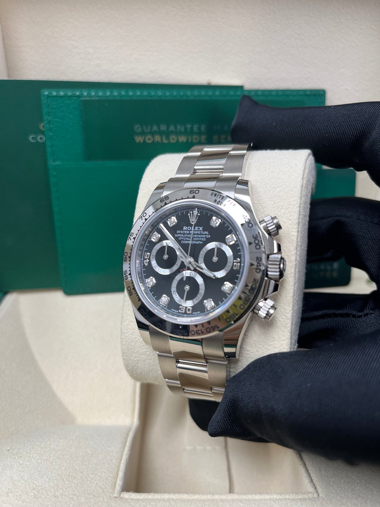 Rolex Daytona White Gold Black Diamond Dial Oyster Bracelet 40mm (Reference 116509)